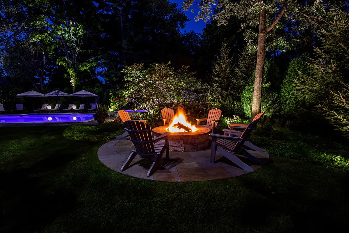 Bluestone and Stone Veneer Firepit in Glenview