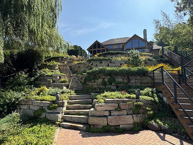 lush stone terraced hilside