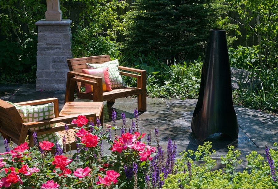 Fireplace on patio in Glenview, Illinois